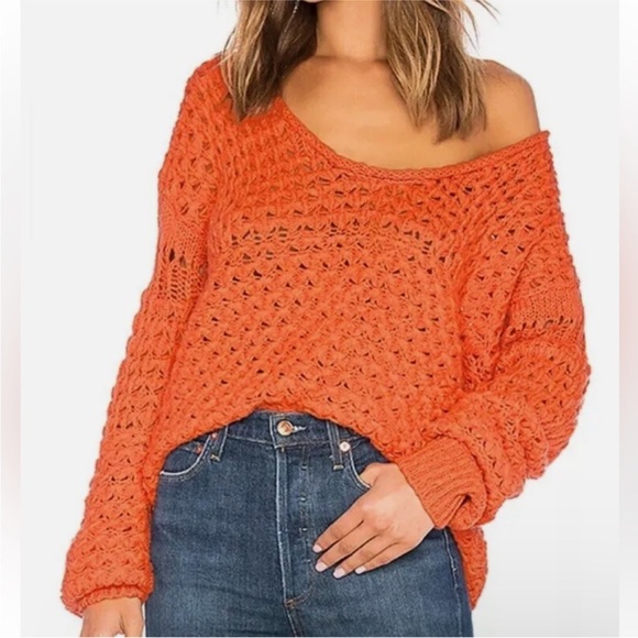 Free People Slouchy V Neck Sweater - Picture 1 of 7